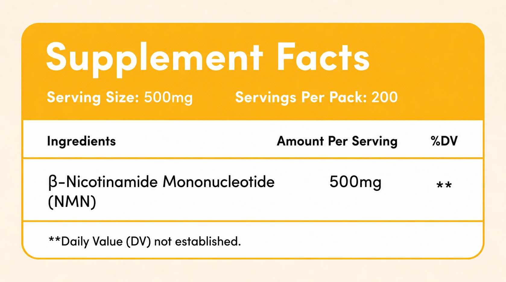 NMN1 NMN Supplement Facts